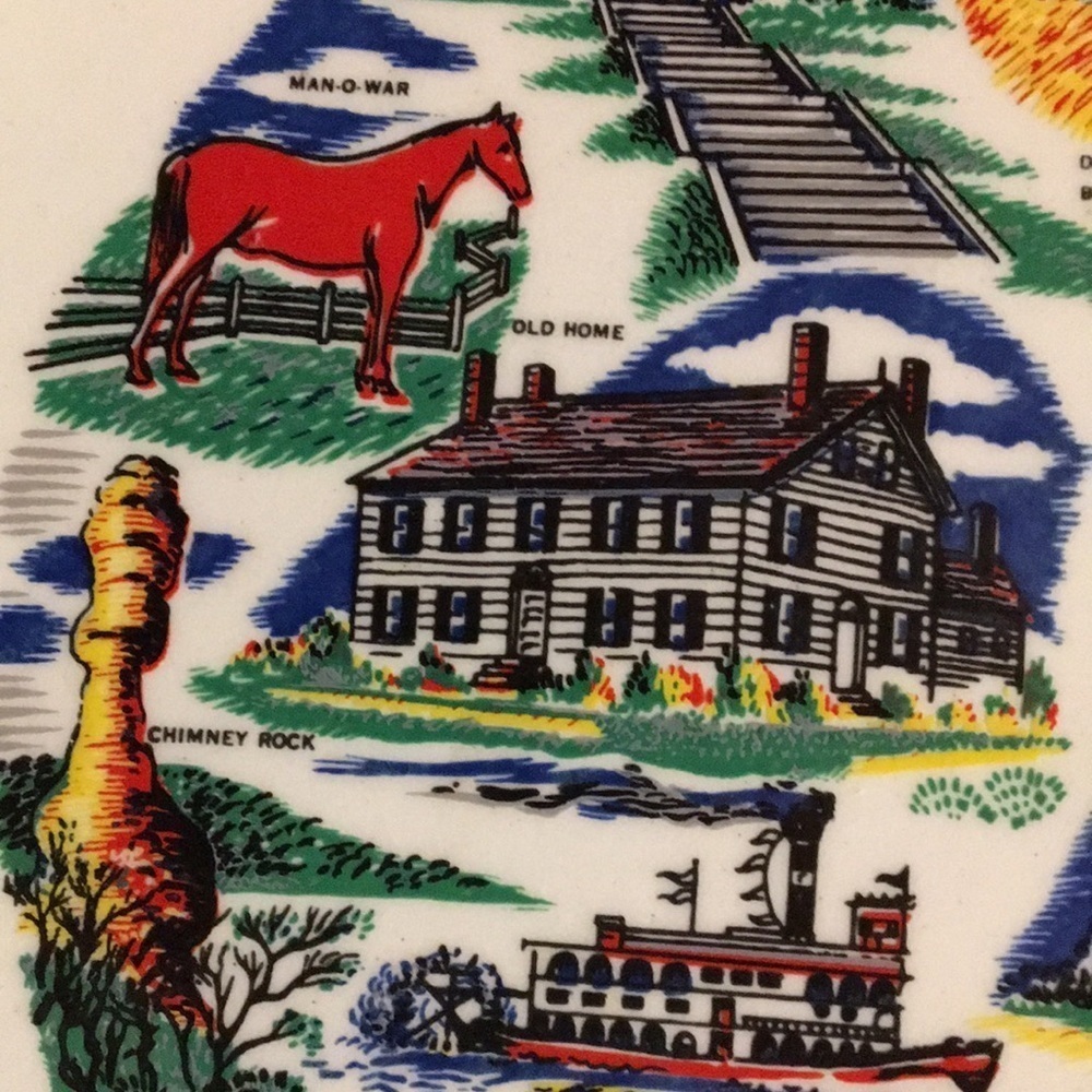 Kentucky Kitsch Tourist Souvenir Ceramic Collectible Plate Vintage 1960s - Picture 12 of 17